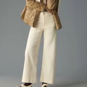 NWT Anthropologie / Maeve Colette Cropped Wide Leg Corduroy Pants, Ivory, 20W